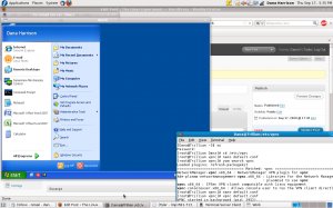 A shot of vpnc running in terminal, and my desktop running in rdesktop.