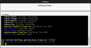 Downloading source, compiling package, installing...